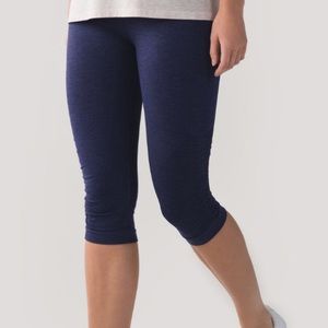 Lululemon In The Flow Crop Leggings, blue, size 4